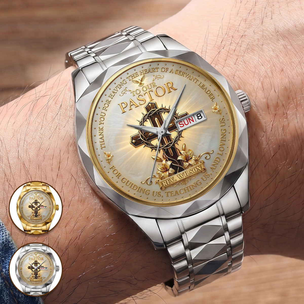 To Our Pastor For Having The Heart Of A Servant Leader | Personalized Men's Wrist Watch