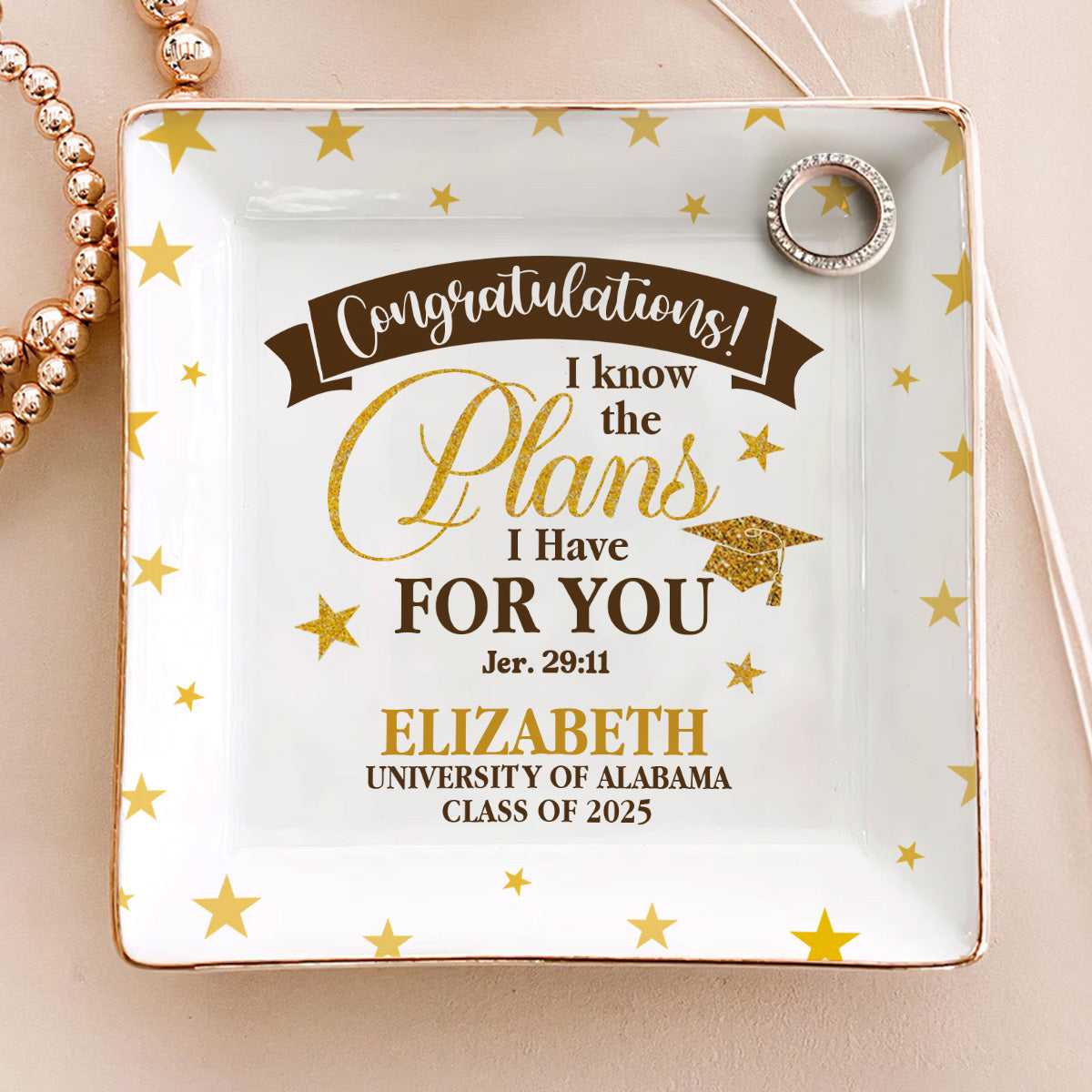I Know The Plans I Have For You | Personalized Ceramic Ring Dish Square