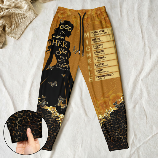 God Is Within Her She Will Not Fall | Personalized Sweatpants