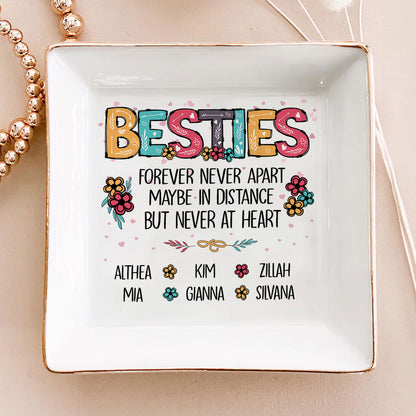 Sisters Forever Never Apart Maybe In Distance But Never At Heart | Personalized Jewelry Dish JSJDPH2031L