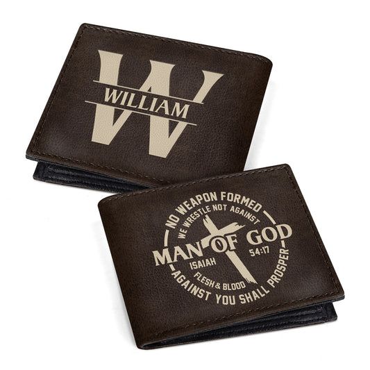 Man of God Isaiah 54:17 | Personalized Folded Wallet For Men