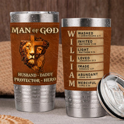 Man Of God | Personalized 20oz Leather Wrapped Tumbler