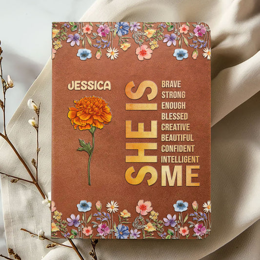 She Is | Personalized Leather Cover Notebook