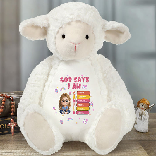 God Says I Am | Personalized Stuffed Lamb
