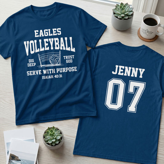 Volleyball Serve With Purpose | Personalized T-shirt With Front Back Design