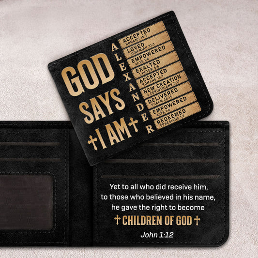 God Says I Am | Personalized Classic Leather Wallet