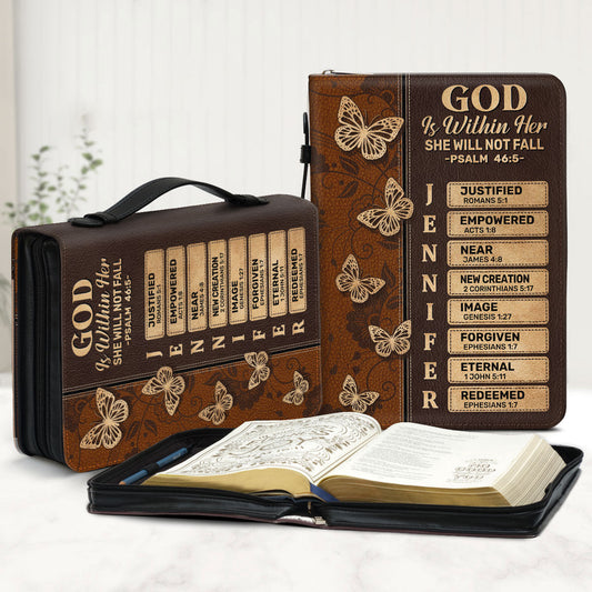 God Is Within Her She Will Not Fall | Personalized Bible Cover