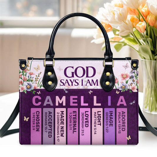 God Says I Am | Personalized Leather Handbag