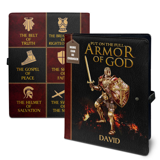 Put On The Full Armor Of God | Personalized Leather Button Padfolio JSLEPGBPA1416D