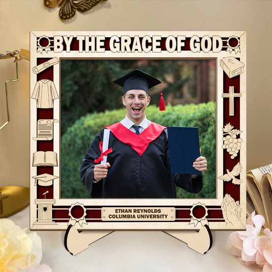 By The Grace Of God | Personalized 2-Layered Wooden Plaque