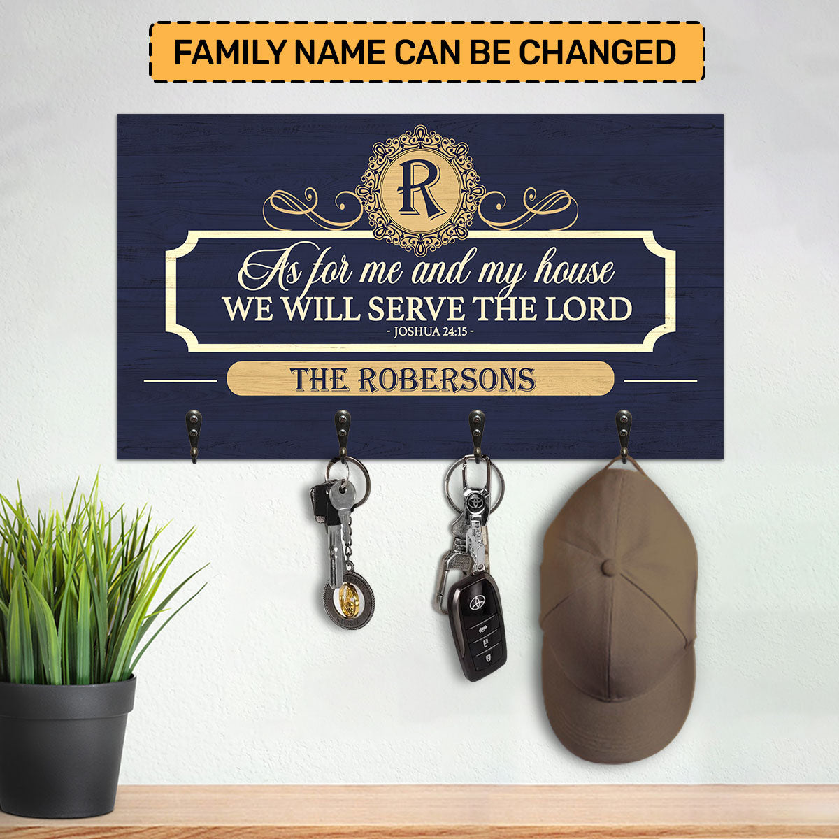 As For Me And My Lord We Will Serve The Lord | Personalized Key Holder JSUWKHCSPH1755TA