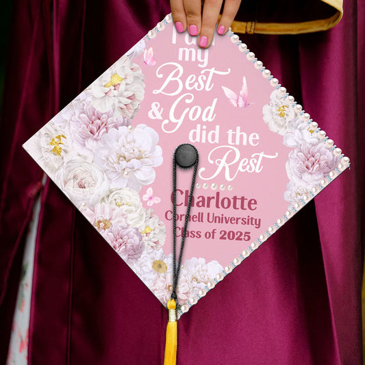 I Did My Best And God Did The Rest | Personalized Graduation Cap Topper