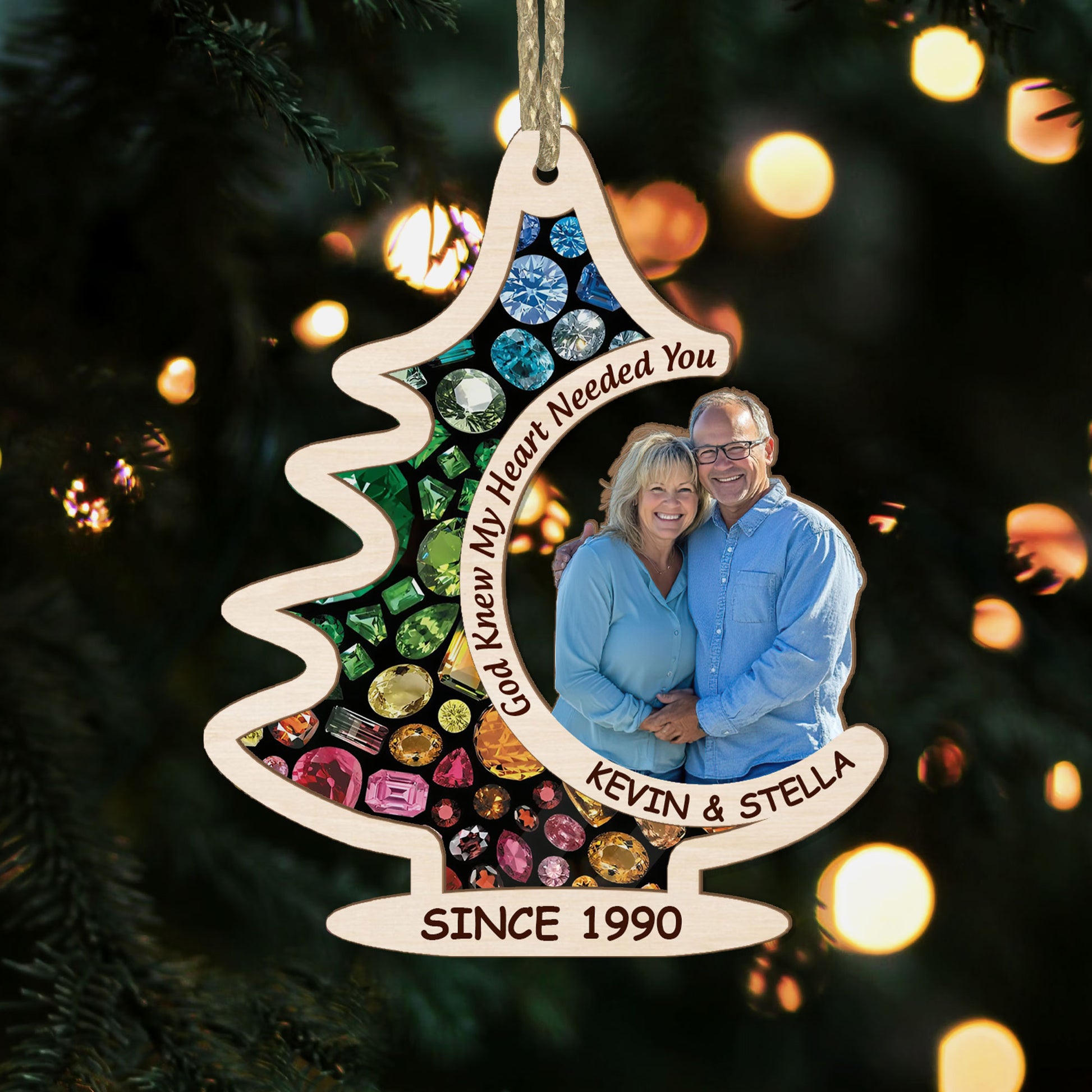 This Christmas I Gave You My Heart Custom Photo Memorial Acrylic Ornament, God Has You In Christmas Ornaments Deceased Loved One Personalized