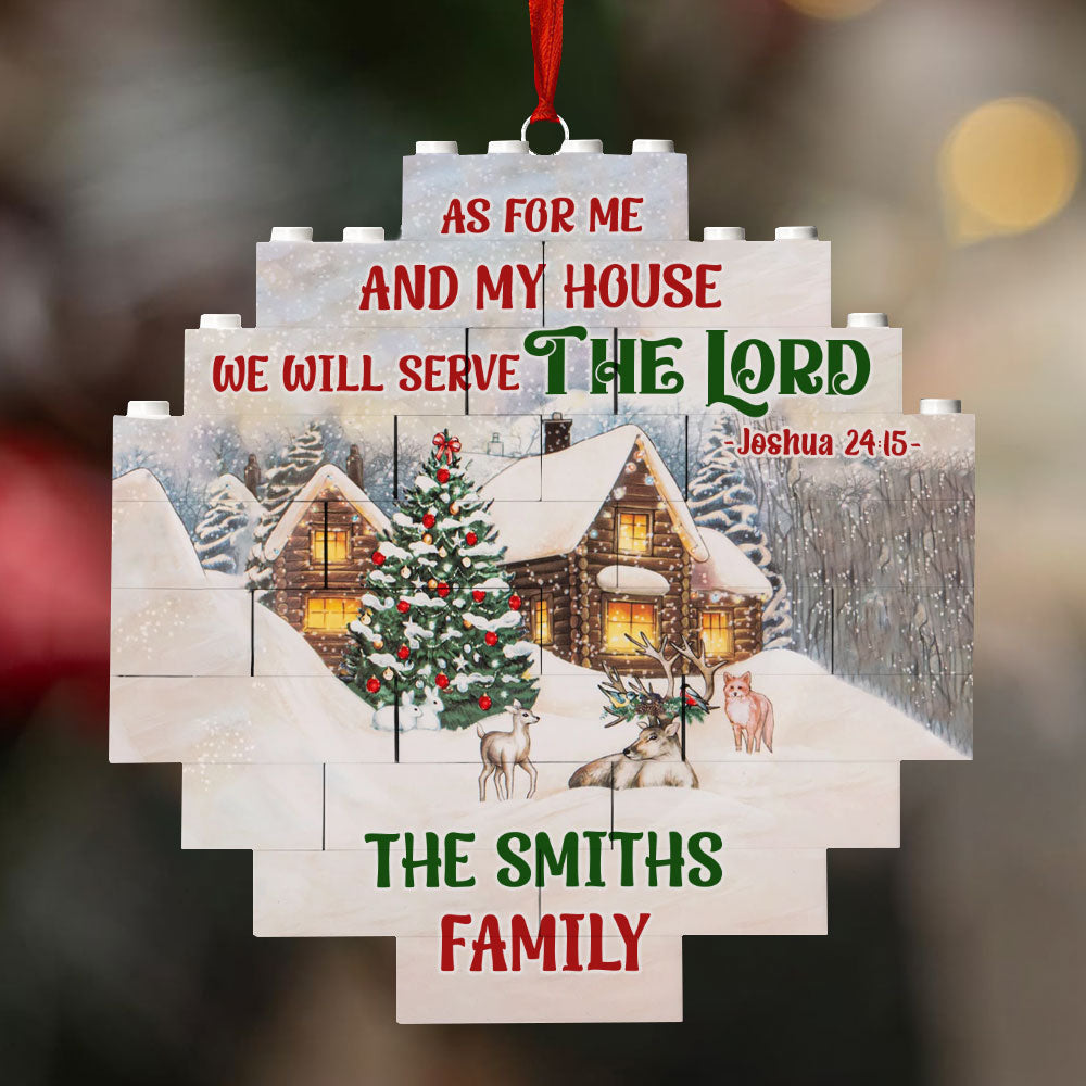 As For Me And My House We Will Serve The Lord | Personalized Circle Buildable Ornament-1 Side Print