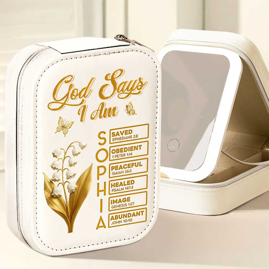 God Says I Am | Personalized Custom Jewelry Box With LED Mirror
