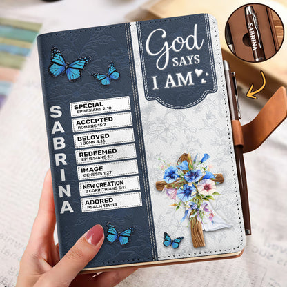 God Is Within Her She Will Not Fall  | Personalized Leather Notebook & Pen Set