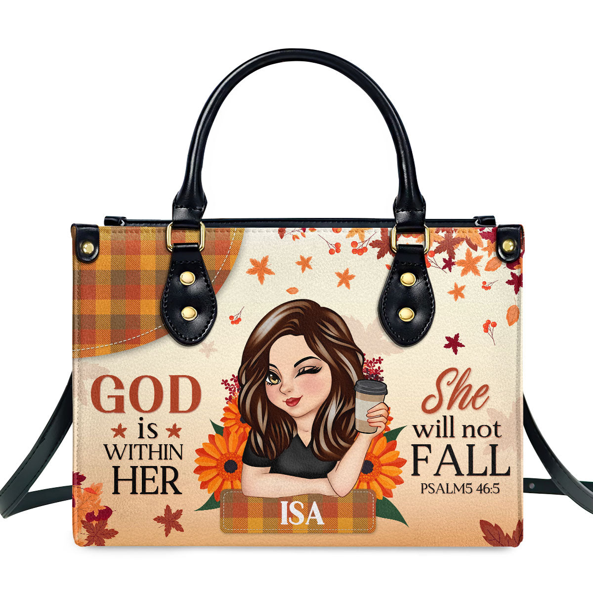 God Is Within Her She Will Not Fall | Personalized Leather Handbag JSLHBPPA1275M