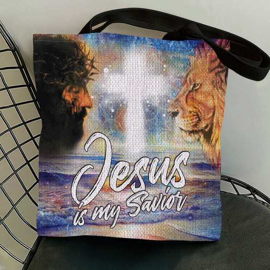 Pretty Lion And Cross Tote Bag - Jesus Is My Savior HO02