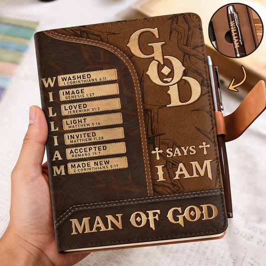 Man Of God  | Personalized Leather Notebook & Pen Set