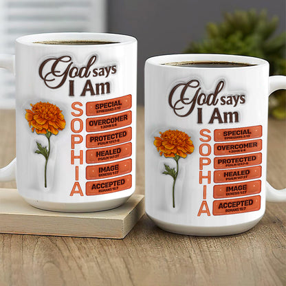 God Says I Am  | Personalized Ceramic Coffee Mug