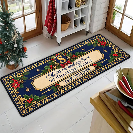 As For Me And My House We Will Serve The Lord  | Personalized Runner Rug