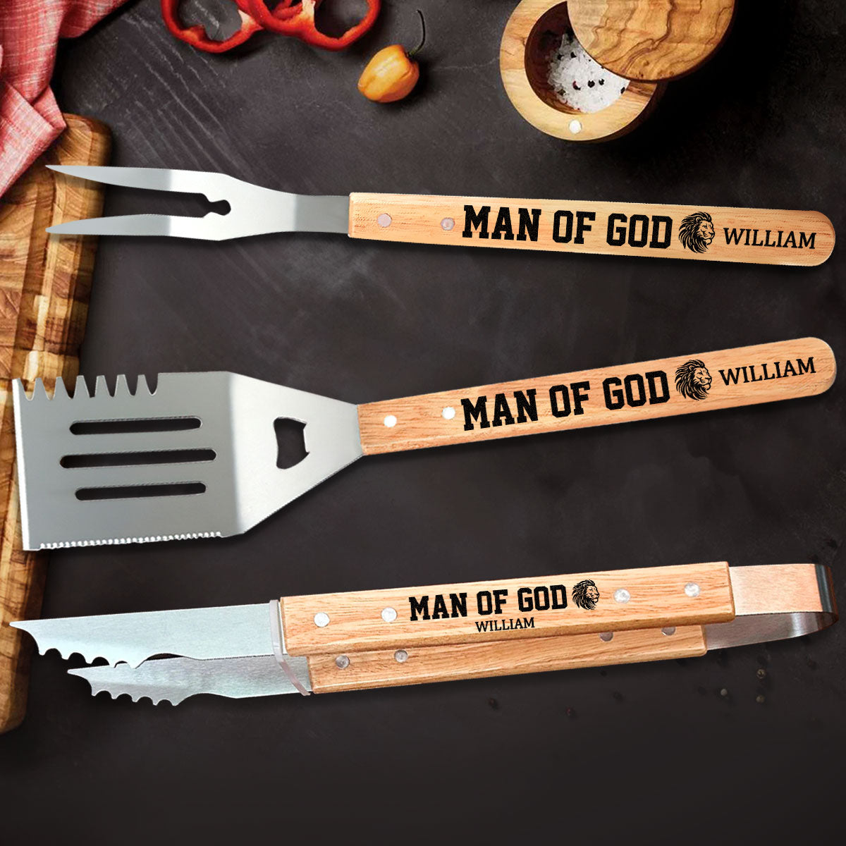 Man Of God | Personalized BBQ Spatula Or Tool Set