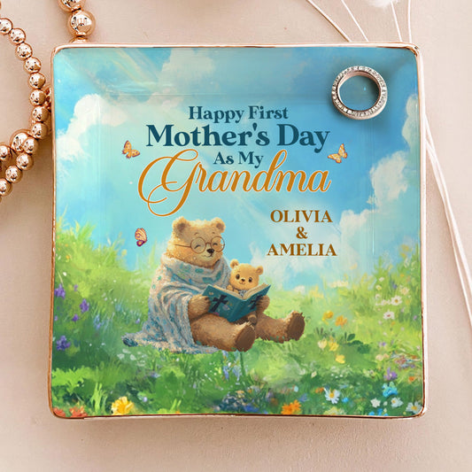 Happy First Mother's Day As My Grandma | Personalized Ceramic Ring Dish Square