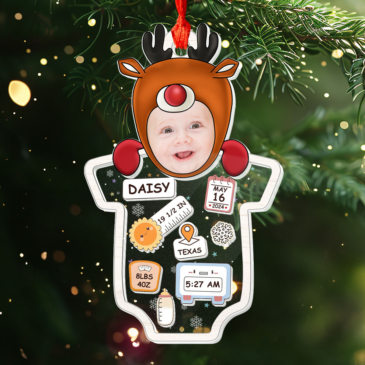 Baby 1st Christmas | Personalized 3 Layered Christmas Shaker Ornament