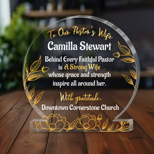 Behind Every Faithful Pastor | Personalized Custom Shaped Squared Acrylic Plaque