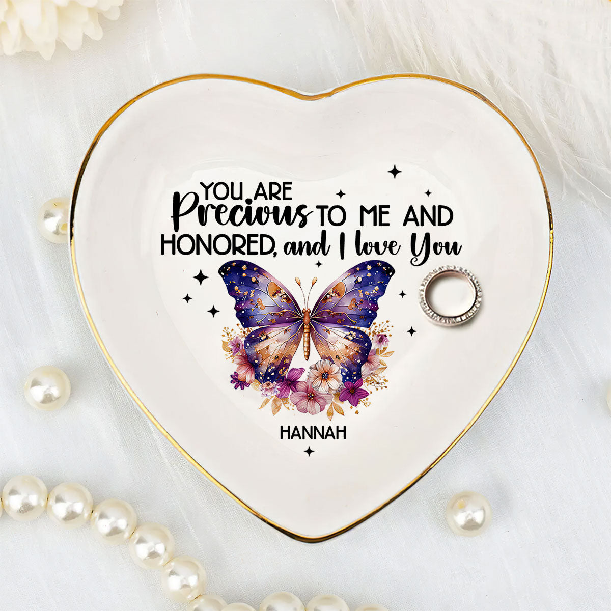 You Are Precious To Me And I Love You | Personalized Heart Shaped Jewelry Dish