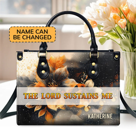 Jesuspirit | Personalized Leather Handbag With Zipper | The Lord Sustains Me LHBM783