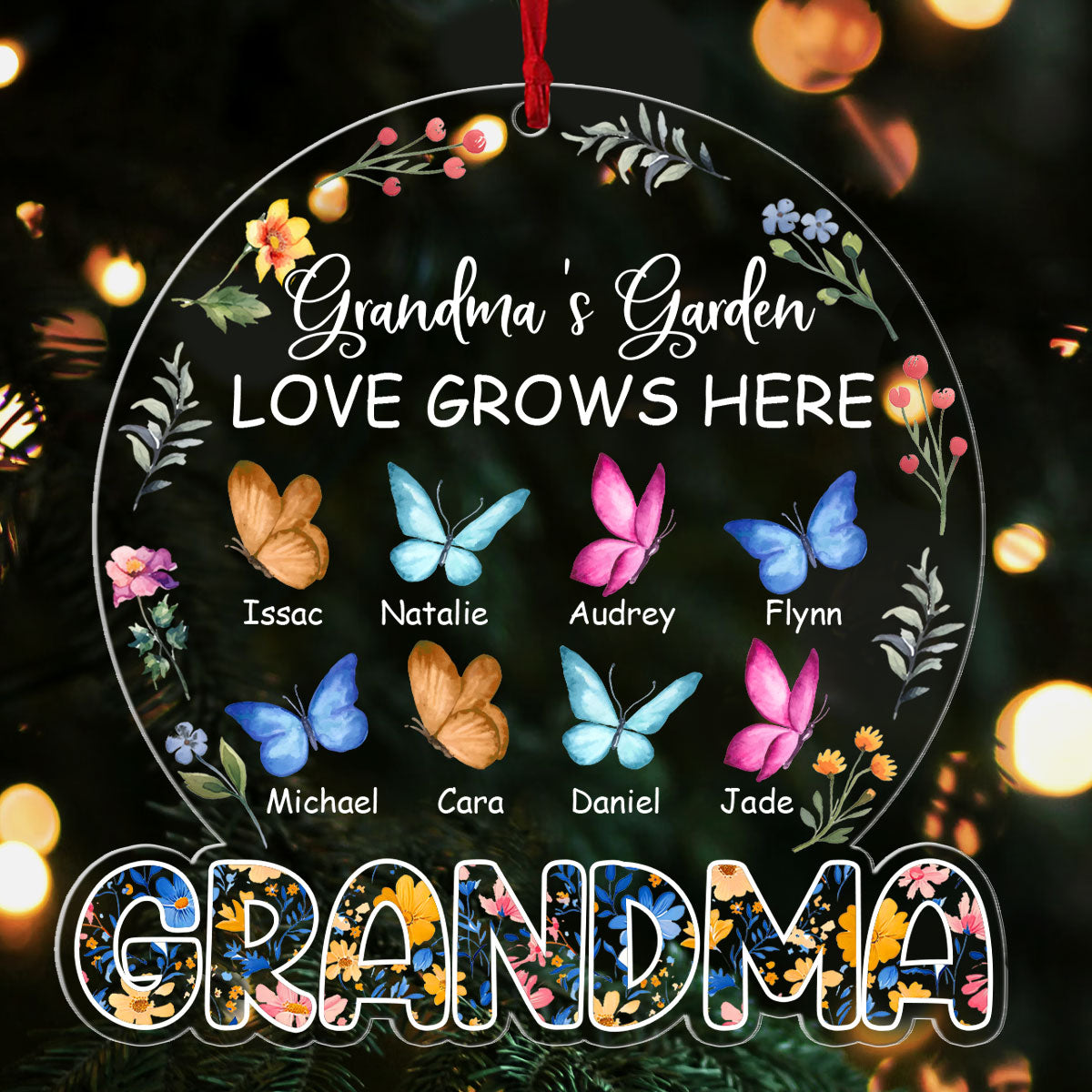 Grandma's Garden Love Grows Here | Personalized 1-Side Acrylic Ornament JSACOPN2657TA