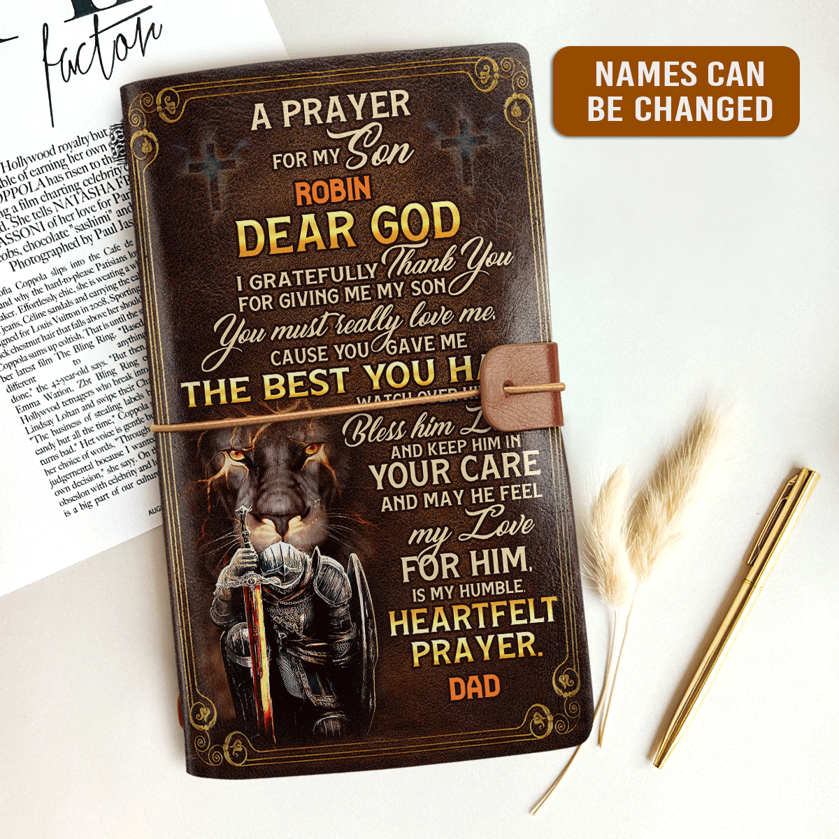 A Prayer For My Son | Personalized Leather Bound Journal JSLBJTM783T