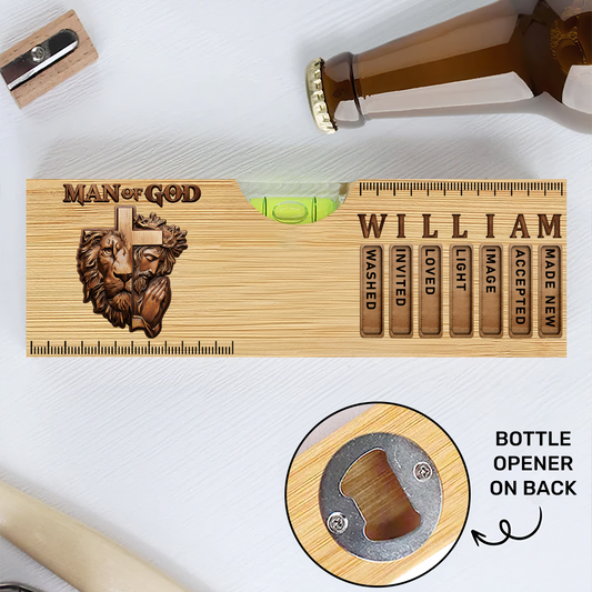 Man Of God | Personalized Wooden Spirit Level Bottle Opener