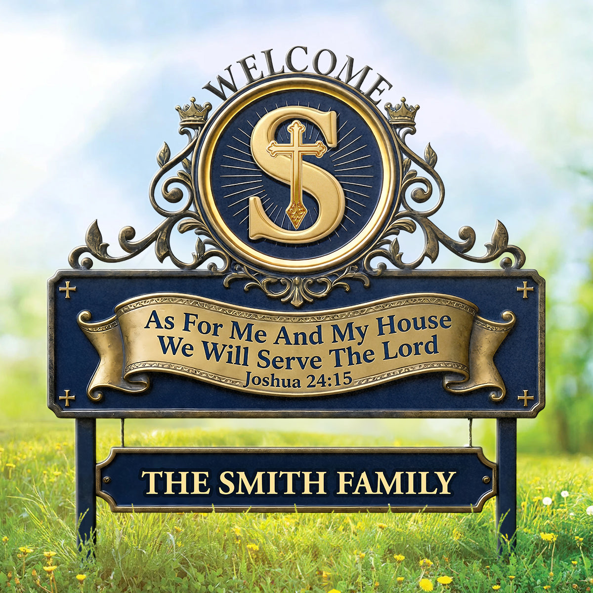 As For Me And My House We Will Serve The Lord | Personalized Metal Garden Stake