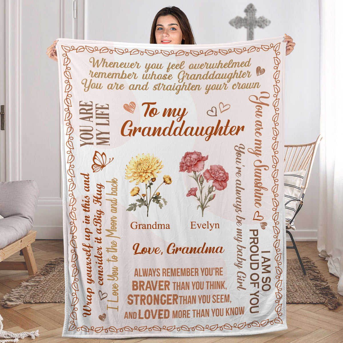 To My Daughter/Granddaughter Birth Month Flowers | Personalized Fleece Blanket JSFBPH2420L