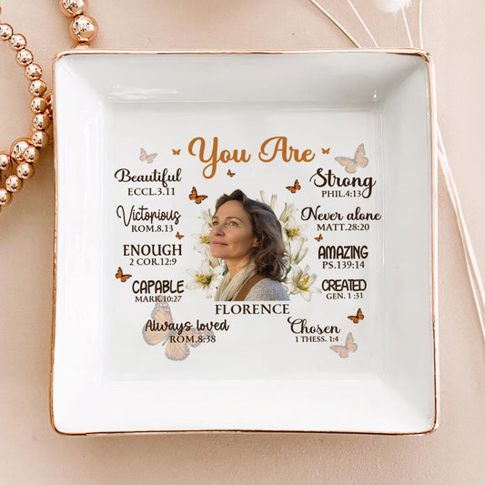 You Are Beautiful Victorious Affirmation | Personalized Jewelry Dish JSJDPPA2832T