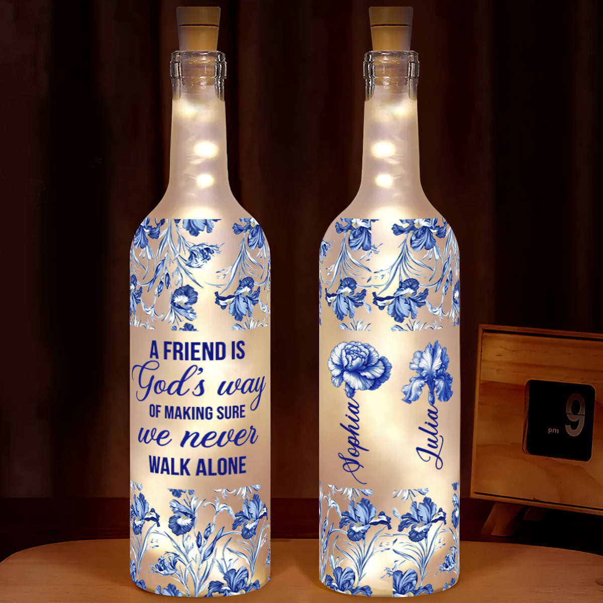 Friends Are God's Way Of Making Sure We Never Walk Alone | Personalized Bottle Lamp