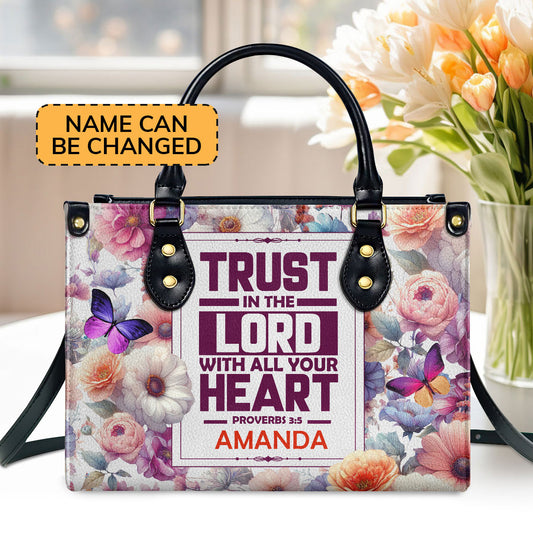 Jesuspirit | Personalized Leather Handbag With Zipper | Trust In The Lord LHBM781