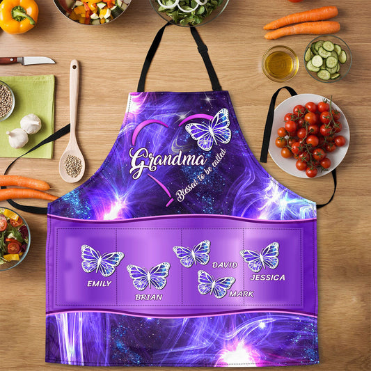 Grandma Butterfly | Personalized Apron With Pocket