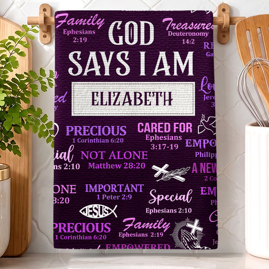 God Says I Am | Personalized Kitchen Towel