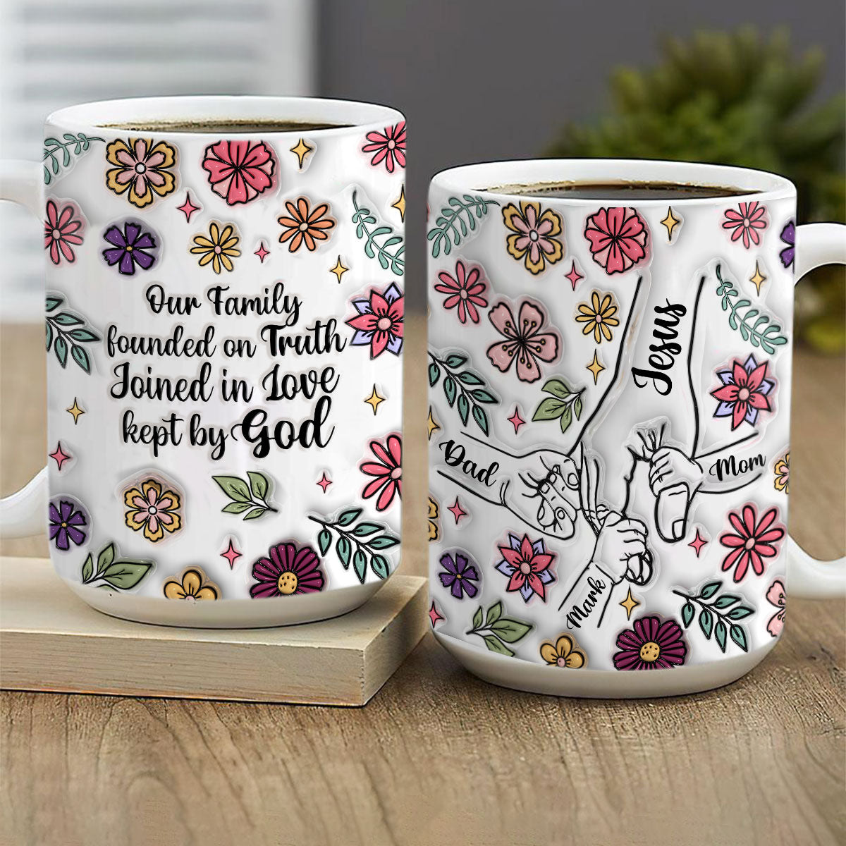 Our Family Founded On Truth Joined In Love Kept By God | Personalized White Ceramic Mug