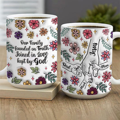 Our Family Founded On Truth Joined In Love Kept By God | Personalized White Ceramic Mug