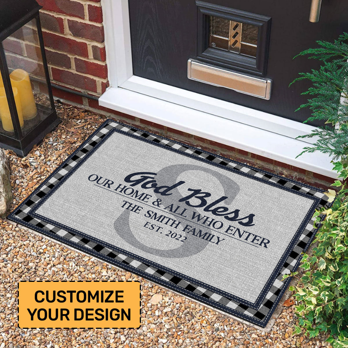 God Bless This Home | Personalized Doormat JSDMHLPA1731L