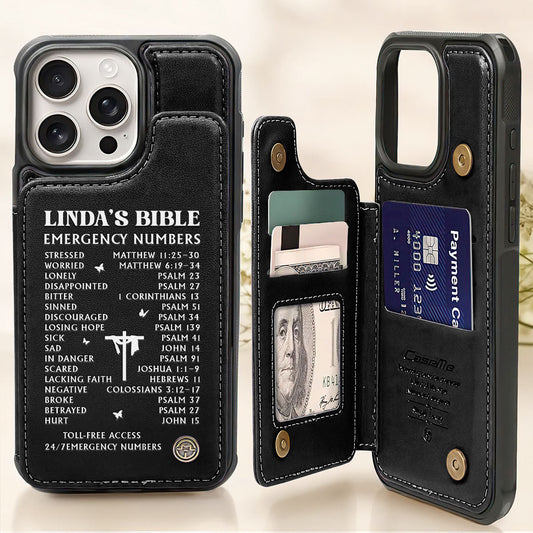 Bible Emergency Numbers | Personalized Leather Flip Wallet Phone Case