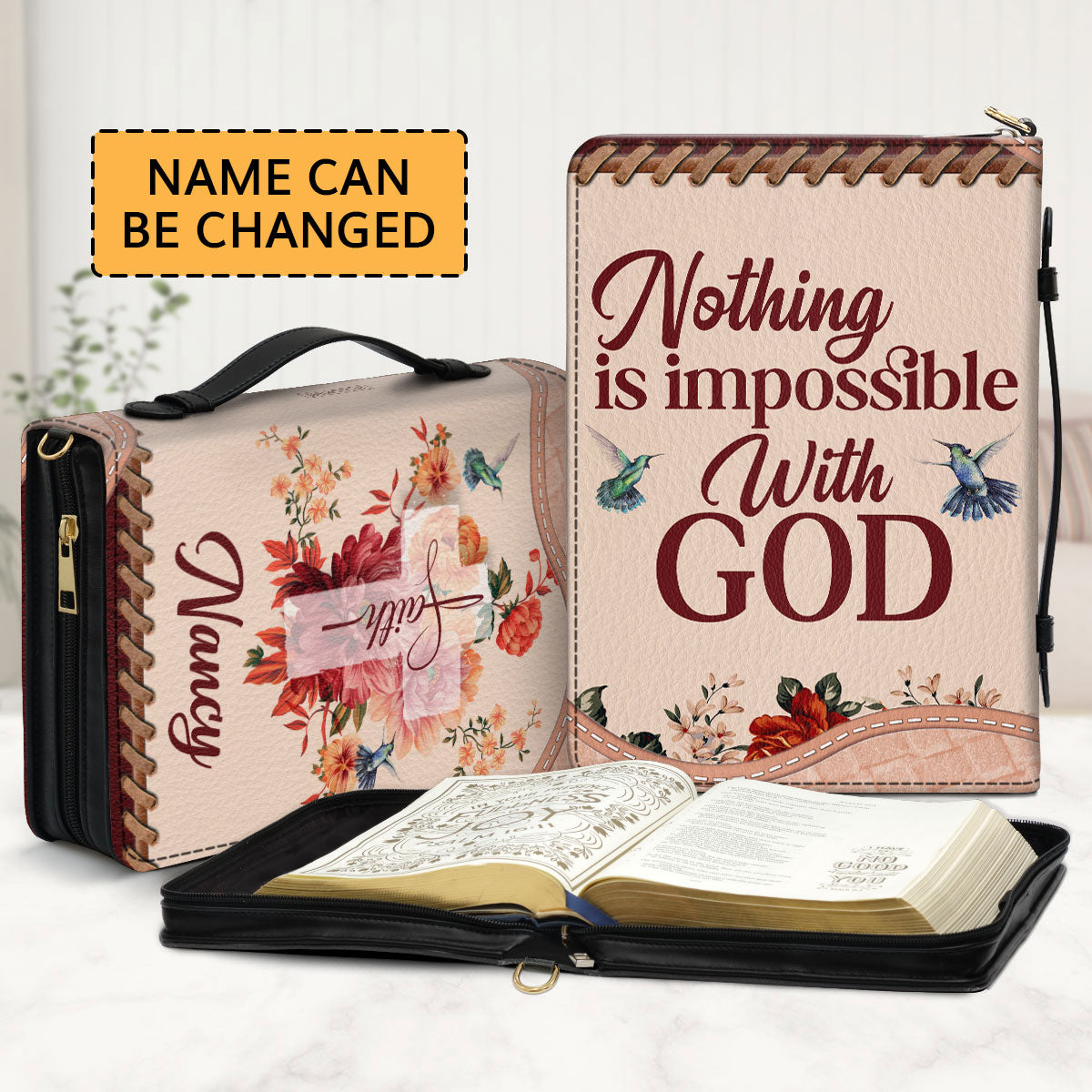 Must-Have Personalized Bible Cover - Nothing Is Impossible With God M04A