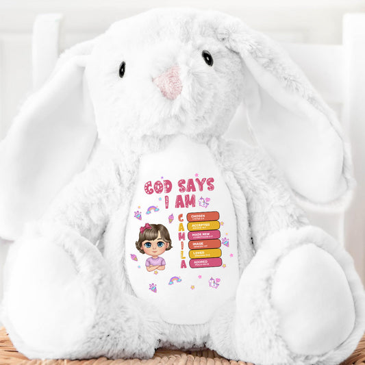 God Says I Am | Personalized Stuffed Bunny