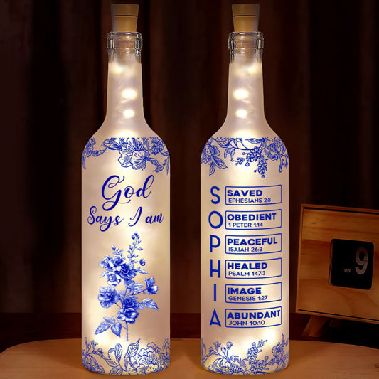 God Says I Am | Personalized Bottle Lamp