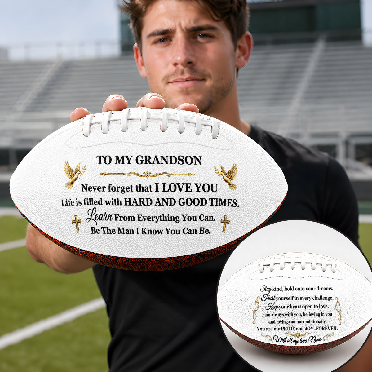 To My Grandson Never Forget I Love You | Personalized Football