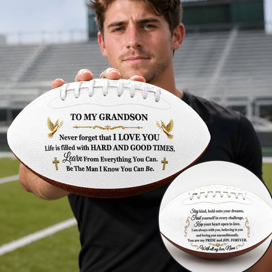 To My Grandson Never Forget I Love You | Personalized Football